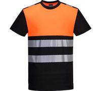 Portwest PW3 Hi Vis Cotton Comfort Class 1 Short Sleeve T Shirt Black / Orange S
