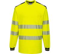 Portwest PW3 Hi Vis Cotton Comfort Long Sleeve T Shirt Yellow / Black XL