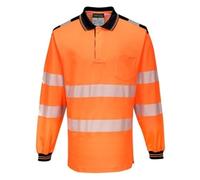 Portwest PW3 Hi Vis Cotton Comfort Polo Long Sleeve Shirt Orange / Black L