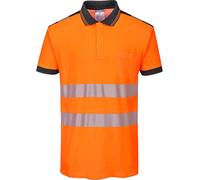 Portwest PW3 Hi Vis Cotton Comfort Polo Short Sleeve Shirt Orange / Black XS