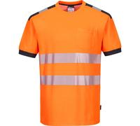 Portwest PW3 Hi Vis Cotton Comfort Short Sleeve T Shirt Orange / Grey S