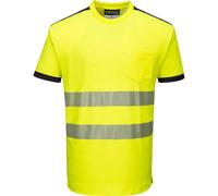 Portwest PW3 Hi Vis Cotton Comfort Short Sleeve T Shirt Yellow / Black 3XL