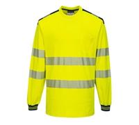 Portwest PW3 Hi Vis Cotton Comfort T-Shirt L/S M Yellow/Navy