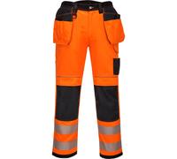 Portwest PW3 Hi Vis Holster Pocket Work Trousers Orange / Black 34" 31"