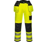Portwest PW3 Hi Vis Holster Pocket Work Trousers Yellow / Black 42" 29"