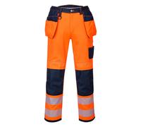 PORTWEST PW3 Hi Vis Holster Work Trousers Contrast Safety Pockets Knee Pad T501
