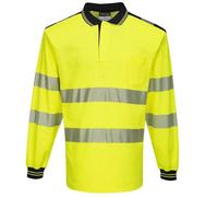 Portwest PW3 Hi-Vis Cotton Comfort Polo Shirt Long Sleeve Reflective T184