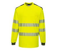 Portwest PW3 Hi Vis Long Sleeve Polo T-Shirt Collar Reflect Tape Safety Workwear