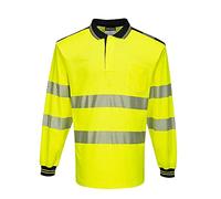 Portwest PW3 Hi-Vis Polo Shirt L/S, Size: M, Colour: Yellow/Black, T184YBRM