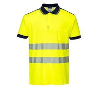 Portwest PW3 Hi-Vis Polo Shirt S/S, Size: L, Colour: Yellow/Navy, T180YNRL