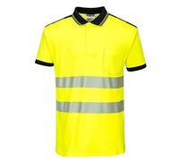 Portwest PW3 Hi-Vis Polo Shirt S/S, Size: S, Colour: Yellow/Black, T180YBRS