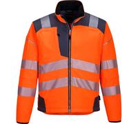 Portwest T402 Men's PW3 Hi Vis Safety Jacket - Windproof Water Resistant High Visibility Reflective Softshell Jacket Orange/Grey, 3X-Large