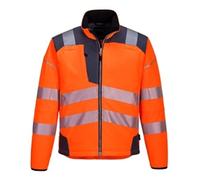 Portwest T402 Men's PW3 Hi Vis Safety Jacket - Windproof Water Resistant High Visibility Reflective Softshell Jacket Orange/Grey, Small