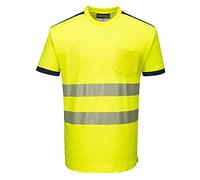 Portwest PW3 Hi-Vis T-Shirt S/S, Size: L, Colour: Yellow/Navy, T181YNRL