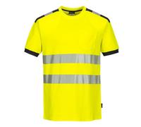 Portwest PW3 Hi Vis Cotton Comfort Short Sleeve T Shirt Yellow / Grey M