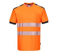 Portwest PW3 Hi Vis Cotton Comfort Short Sleeve T Shirt Orange / Grey L