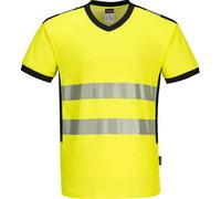 PW3 Hi Vis V Neck Tee Shirt Short Sleeve vee neck Hi Viz RIS3279 Portwest PW310