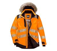 Portwest PW3 Hi-Vis Winter Parka Jacket, Orange/Black , Size: Large