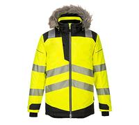 Premium PW3 Hi-Vis Winter Jacket - Fur Hood Thermal Insulated Hi Viz Parka Coat