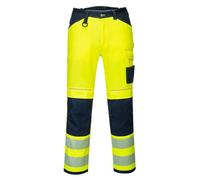 Portwest Pw3 Hi-Vis Work Trousers Yellow/navy & Knee Pads -33R