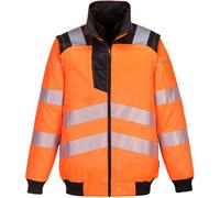 Portwest PW3 Mens Hi Vis 3 in 1 Pilot Jacket Orange / Black L