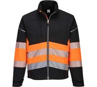 Portwest PW3 Mens Hi Vis Class 1 Softshell Jacket Black / Orange L