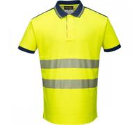 Portwest PW3 PW3 Hi-Vis Polo Shirt Short Sleeve Yellow/Navy Size: S Co S