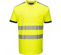 Portwest PW3 PW3 Hi-Vis T-Shirt Short Sleeve Yellow/Navy Size: 2XL Col 2XL