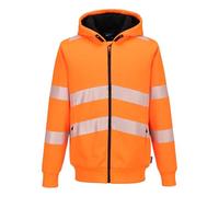 Portwest PW3 PW321 Hi-Vis Zipped Winter Hoodie Fleece Lined | Reflective Tape, High Visibility, Secure Pockets, Adjustable Fit, Warm