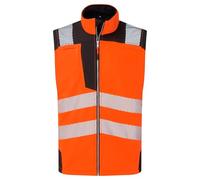 Portwest PW325 PW3 Hi Vis Softshell Gilet Waterproof Windproof Breathable Durable Work Vest Reflective Trim Multiple Pockets Modern Fit Certified Safety, Orange/Black, 4XL