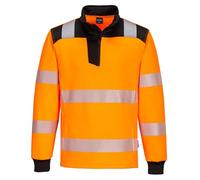 Portwest PW326 PW3 Hi-Vis Quarter Zip Sweatshirt – Durable Knit, Reflective Tape, Orange/Black 4XL