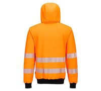 Portwest Hi-Vis Zip Hoodie PW3 - Reflective Tape, Breathable Knit, Orange/Black 5XL