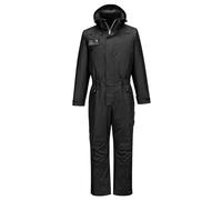 Portwest PW359 PW3 Winter Coverall Waterproof Insulated Coverall Durable 300D Oxford Fabric Multiple Secure Pockets Detachable Hood Certified Protection, Black, XS