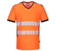 Portwest PW3 Hi Vis V Neck Mesh Insert Short Sleeve T Shirt Orange / Black 3XL
