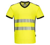 Portwest PW3 Hi Vis V Neck Mesh Insert Short Sleeve T Shirt Yellow / Black 3XL