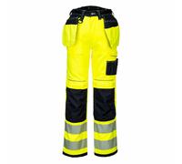 Portwest T501 Mens PW3 Hi Vis Work Trousers - Holster Pocket Workwear Safety Construction Trousers Yellow/Black, 34