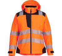 Portwest PW3 Womens Hi Vis Waterproof Rain Jacket Orange / Black 2XL