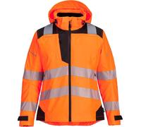 Portwest PW3 Womens Hi Vis Waterproof Rain Jacket Orange / Black 2XL