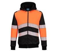 Portwest PW3 Zipped Class 1 Winter Hoodie, Orange/Black, XXXL, Regular