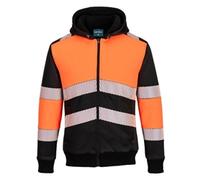 Portwest PW377 PW3 Hi-Vis Zipped Winter Hoodie Fleece Lining Ribbed Hem