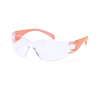 Portwest Pw32 Wrap Around Safety Glasses Orange - Clear Lens With Anti-Scratch & Uv Protection