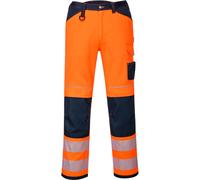 Portwest PW34 Hi Vis Work Trousers Orange / Navy 34" 31"