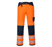Portwest Pw3 Hi-Vis Work Trousers Orange/navy & Knee Pads -36R