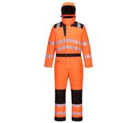 Portwest PW352 PW3 Hi-Vis Winter Coverall Waterproof Quick Dry Knitted Cuff | Orange/Black, Small, EN ISO 20471 Class 3, EN 343 Class 3:1, EN 342, Tailored Fit, 300D Oxford, Inner Soft Insulatex Lining