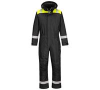 Portwest PW353 PW3 Winter Coverall Waterproof Insulated Work Coverall Durable 300D Oxford Fabric Reflective Tape Certified Protection Multiple Pockets, Black/Yellow, M