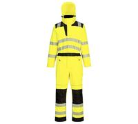 Portwest PW355 Men's Hi Vis Winter Work Overalls Waterproof Rain Coverall Protective Boiler Suit 300D Polyester Durable Stain Resistant Workwear Suit Yellow, X-Large