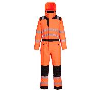 Portwest PW355 PW3 Hi-Vis Rain Coverall Orange/Black Chest: S Inside L S 31"