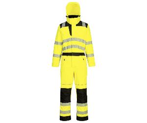 Portwest PW355 PW3 Hi-Vis Rain Coverall Yellow/Black Chest: M Inside L M 31"