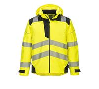 Portwest PW365 Men's Hi Vis Waterproof Jacket - Reflective 3-in-1 Safety Jacket with Detachable Full Zip Sweatshirt Yellow/Black, Large