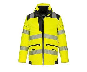 Portwest PW367 Men's PW3 Hi-Vis Reflective Waterproof 5-in-1 Jacket Yellow/Black, XL